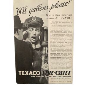 Vintage 1936 Texaco Fire Chief 608 Gallons Ad Advertisement